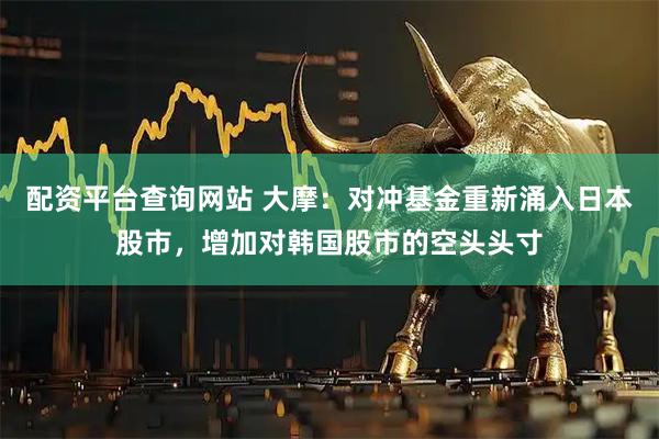 配资平台查询网站 大摩：对冲基金重新涌入日本股市，增加对韩国股市的空头头寸